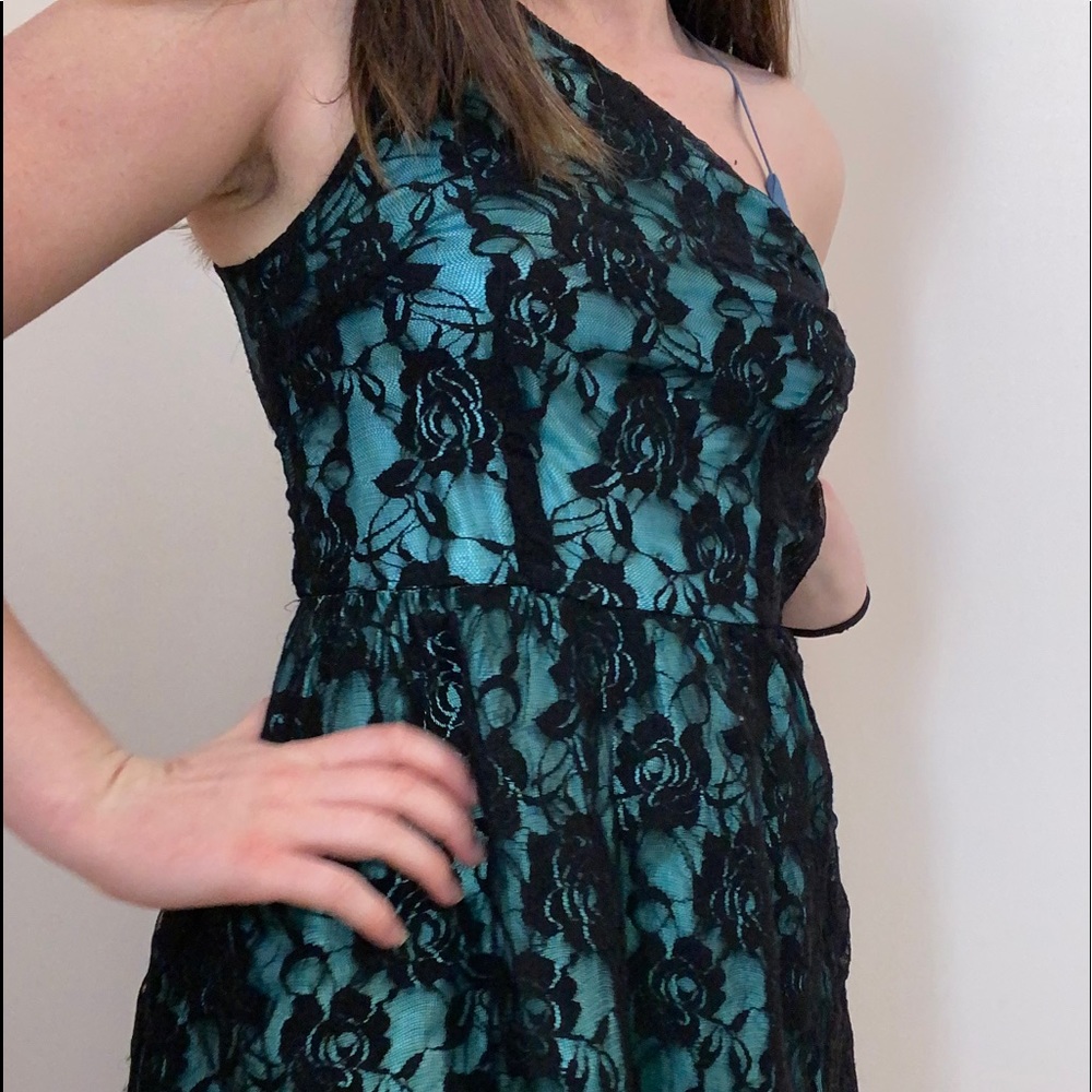 Asymmetrical One Shoulder Lace Dress